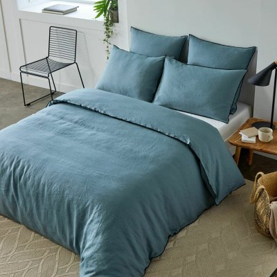 MADURA Housse de couette 260x240 cm Vert de gris et bourdon noir en Lin