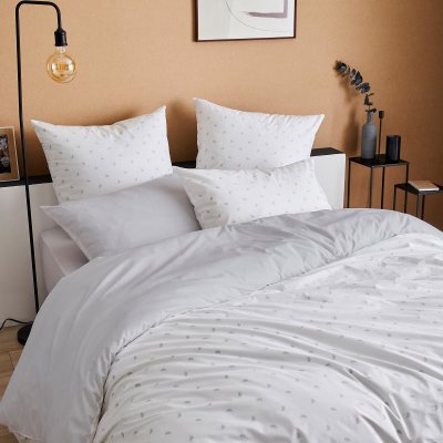 LINNEA Housse de couette 280x240 cm percale coton ALEX gris Nuage