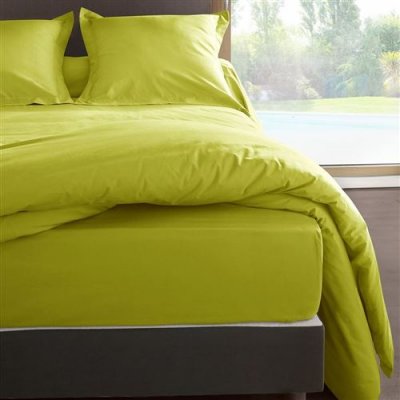 VENT DU SUD Housse de couette anis en percale de coton 80 fils 260 x 240 cm