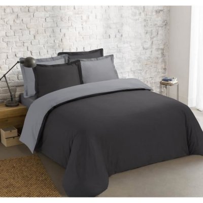 VISION Housse de couette bicolore gris et anthracite 240x260cm + 2 taies 7OAKS13011HC4