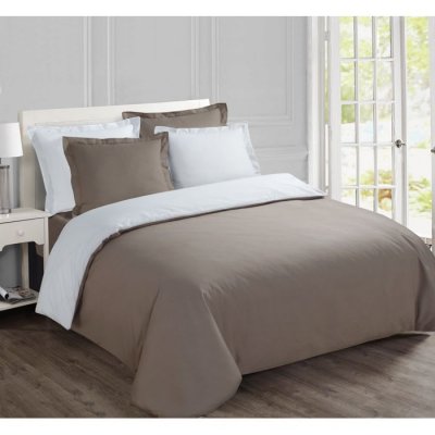 VISION Housse de couette bicolore taupe et blanc 240x260cm + 2 taies 7OAKS15042HC4