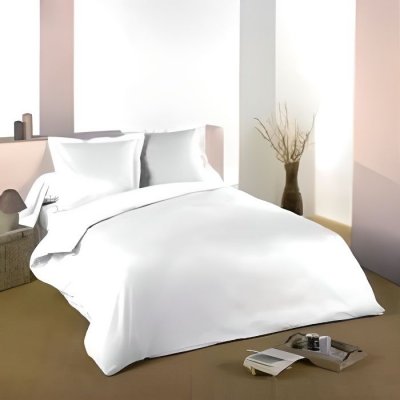  Housse de couette blanc uni Taille 140x200cm  Coloris Blanc