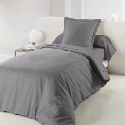 DOUCEUR D INTERIEUR Housse de couette coton INTIMITY 140x200 gris souris