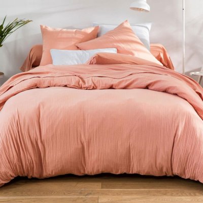 BECQUET Housse de couette DOUBLE GAZE rose poudre en double gaz de coton