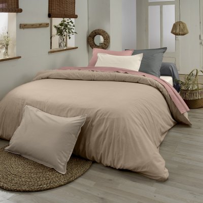 TRADI LINGE Housse de couette en 100% coton biologique - Ficelle - 260 x 240 cm