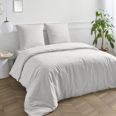 FUTURE HOME Housse de couette en coton 57 fils unie blanc 260x240cm