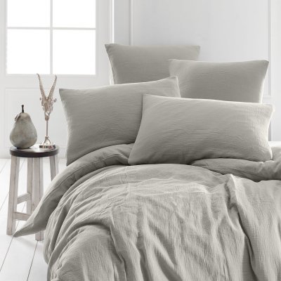 SENSEI MAISON Housse de couette en gaze de coton loft - gris perle - 260x240 cm