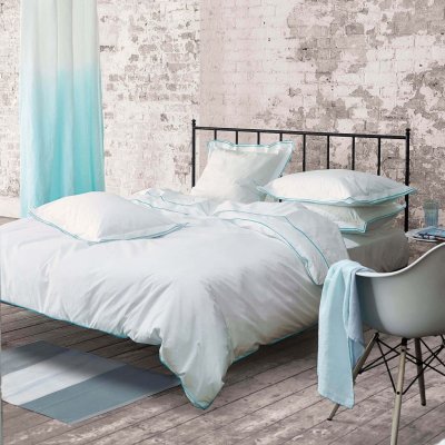 DESIGNERS GUILD Housse de couette en percale de coton Astor Bleu nuit et Turquoise 200x200 cm