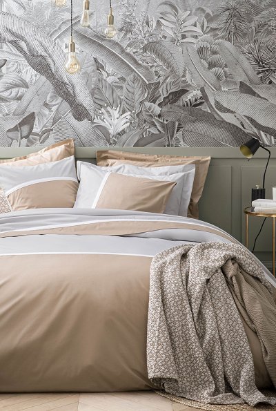 ESSIX Housse de couette en percale de coton beige 140x200