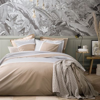 ESSIX Housse de couette en percale de coton beige 200x200