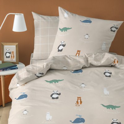 MATT & ROSE Housse de couette et taie d'oreiller en coton Beige 140x200+63x63cm