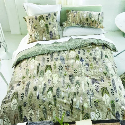 DESIGNERS GUILD Housse de couette imprim&eacute;e en percale de coton, Quill natural