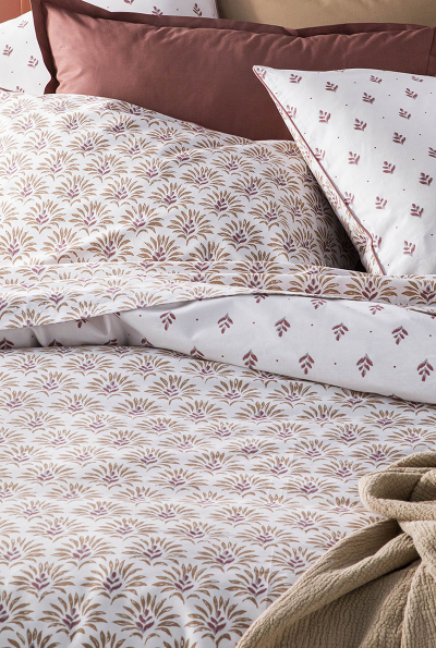 ESSIX Housse de couette imprim&eacute;e Rose en percale de coton PALAIS DES VENTS