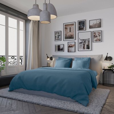 DODO Housse de couette jersey coloris denim 240x260 cm