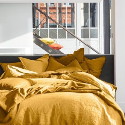 HOUSSE DE REVE Housse de couette lin lave jaune 240x260 cm