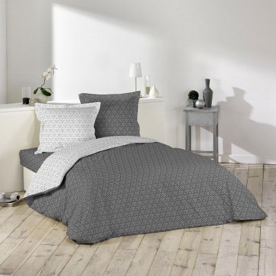 DOUCEUR D INTERIEUR Housse de couette Optic anthracite/blanc 240x220 cm
