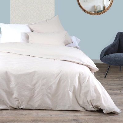 VENT DU SUD Housse De Couette Palace En Coton Lave - 240x260 Cm - Blanc Lin