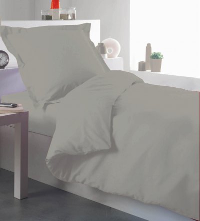 TRADILINGE Housse de couette percale 140 x 200 cm unie - Lin - 140 x 200 cm