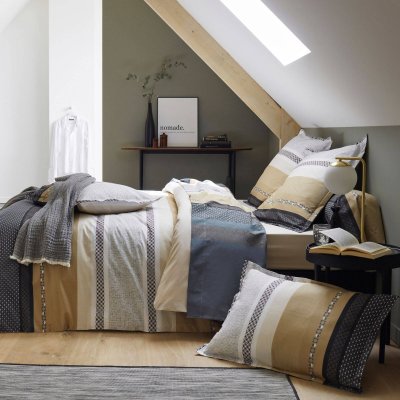 TRADILINGE Housse de couette percale Marlow Acier  140 x 200 cm