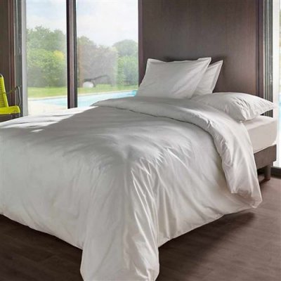 VENT DU SUD Housse de couette percale M&eacute;line 2 LABELISSIM - Blanc - 260 x 240 cm
