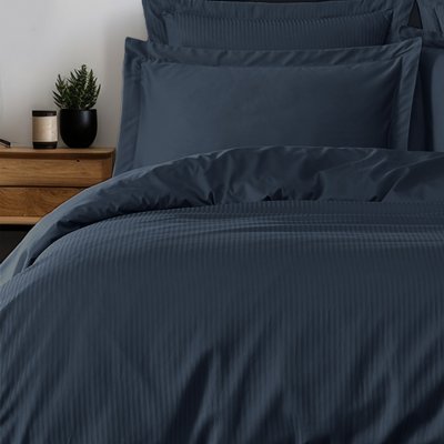 SENSEI MAISON Housse de couette ray&eacute;e r&eacute;versible en satin Marine 240x220 cm
