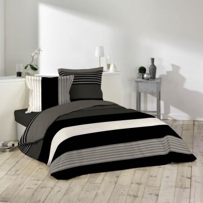 DOUCEUR D INTERIEUR Housse de couette ROMEO 240x260 et 2 taies d'oreiller 100% coton