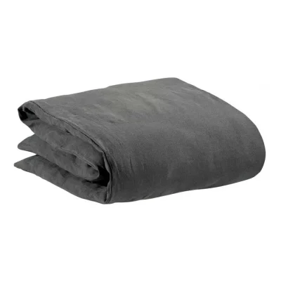 VIVARAISE Housse de couette stonewashed en lin tonnerre 140 x 200