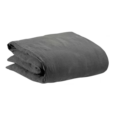 VIVARAISE Housse de couette stonewashed en lin tonnerre 260 x 240