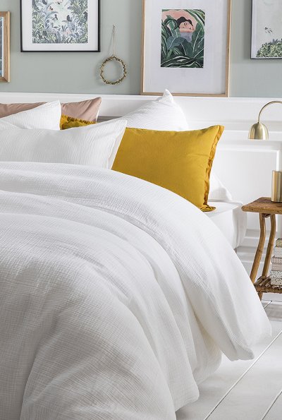 ESSIX Housse de couette unie en gaze de coton lav&eacute;e, Tendresse