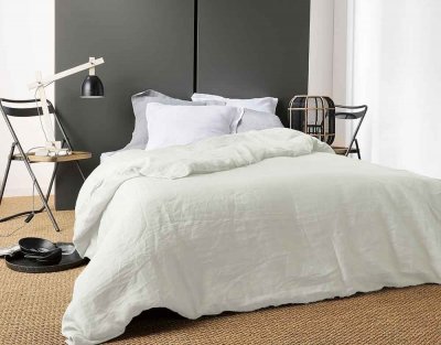 LINDER Housse de Couette Unie en Lin - Ivoire - 240 x 220 cm