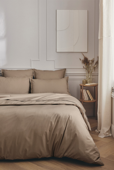 ESSIX Housse de couette unie en percale de coton, Premi&egrave;re