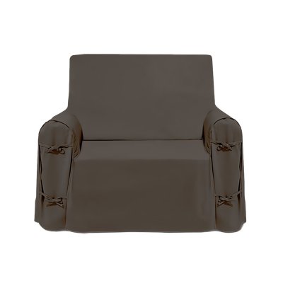 Housse de fauteuil en coton panama taupe - Taupe