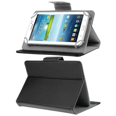 YONIS Housse de protection support pliable en simili cuir noir pour tablette 9 pouces 