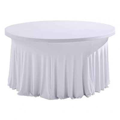 MOBEVENTPRO Housse &eacute;lastique drap&eacute;e pour table ronde 10 personnes diam.180cm