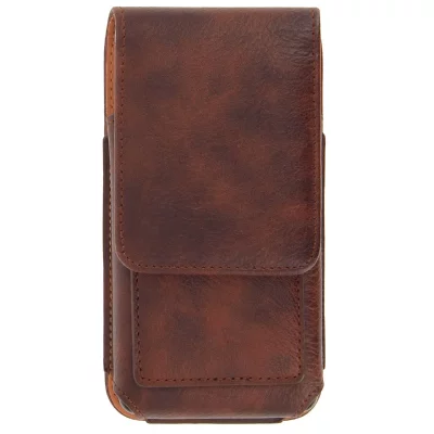 AVIZAR Housse Etui Ceinture Vertical Cuir Smartphone Taille XL - Marron