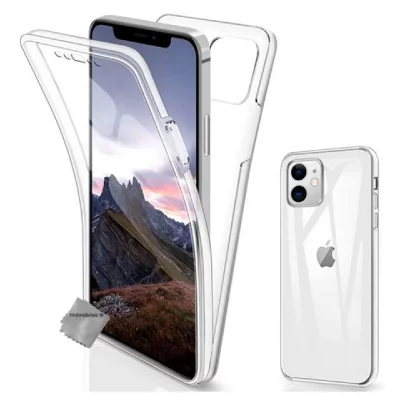 HTDMOBILES Housse Etui Coque Gel 360 Integrale Pour Apple Iphone 12 / 12 Pro + Film Ecran - Transparent