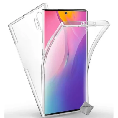 HTDMOBILES Housse etui coque gel 360 integrale samsung galaxy note 10+ plus + film ecran - transparent
