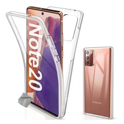 HTDMOBILES Housse Etui Coque Silicone Gel 360 Integrale Samsung Galaxy Note 20 + Film Ecran - Transparent