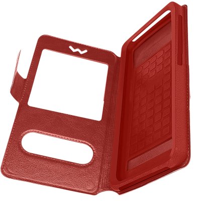 AVIZAR Housse Etui Fen&ecirc;tre Universel pour Smartphone 5.3 5.5 pouces - Rouge