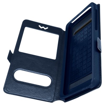 AVIZAR Housse Etui Folio Universel Double Fen&ecirc;tre 5.5'' &agrave; 6'' - Bleu