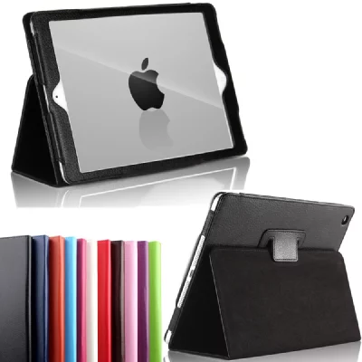 XEPTIO Housse iPad 9.7 -  - Cuir PU Noir - Avec Stand - Protection Tablette - Compatible 2017/2018
