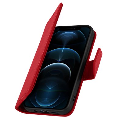 AVIZAR Housse iPhone 12 Pro Max Cuir Porte-carte Fonction Support Premium Rouge