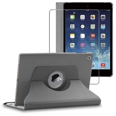 EBESTSTAR Housse pour iPad Mini 1/2/3 Support Rotatif 360 PU Cuir, Gris + Film VERRE Tremp&eacute;