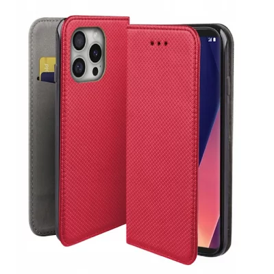 HTDMOBILES Housse pour iPhone 16 Pro - etui coque pochette portefeuille + film ecran - ROUGE MAGNET