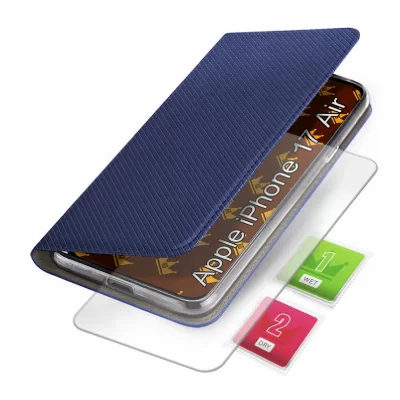 HTDMOBILES Housse pour iPhone Air - etui coque pochette portefeuille + film ecran - BLEU MAGNET