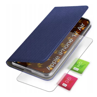 HTDMOBILES Housse pour iPhone Air - etui coque pochette portefeuille + verre trempe - BLEU MAGNET