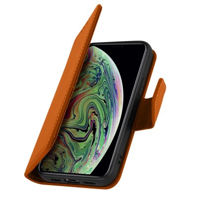 AVIZAR Housse Pour iPhone XS Max Cuir Porte-carte Fonction Support Premium Marron