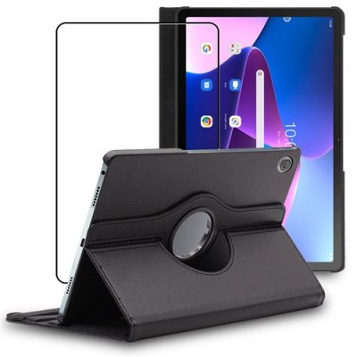 EBESTSTAR Housse pour Lenovo Tab M10 Plus 10.6 (Gen 3) Support Rotatif 360 PU Cuir, Noir + Film VERRE Tremp&eacute;