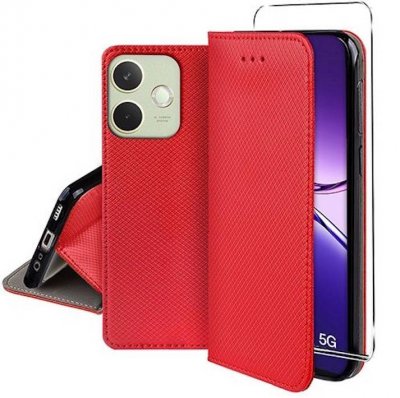 HTDMOBILES Housse Pour Oppo A5 Pro 4g / 5g - Etui Coque Pochette Portefeuille + Film Ecran - Rouge Magnet