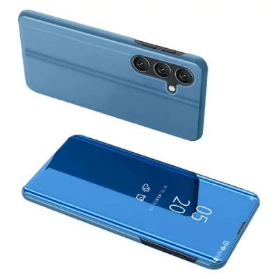 HTDMOBILES Housse pour Samsung Galaxy A17 5G - etui coque portefeuille clear view miroir + film ecran - BLEU